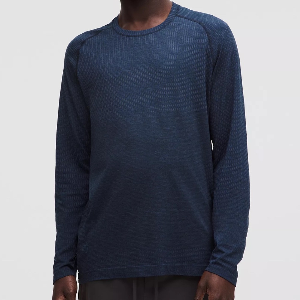 *Lululemon Mens Metal Vent Mineral Blue True Navy Tech Long Sleeve Shirt